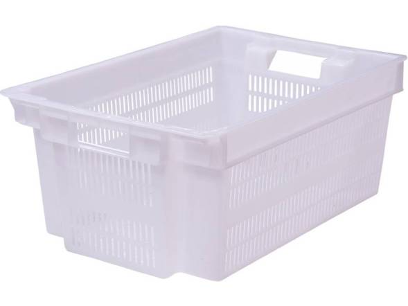 Ящик пластиковый с перфорированными стенками и дном, 600х400х250 мм, белый [125]