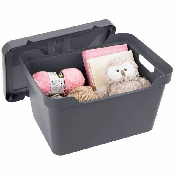 Ящик с крышкой универсальный Luxe, 18л, серый