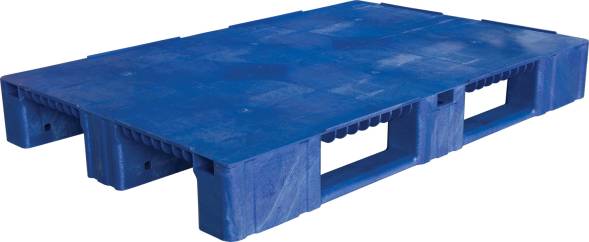 Паллет (поддон) пластиковый сплошной на 3-х полозьях, 1200x800х150 мм, красный [1200800150-02]