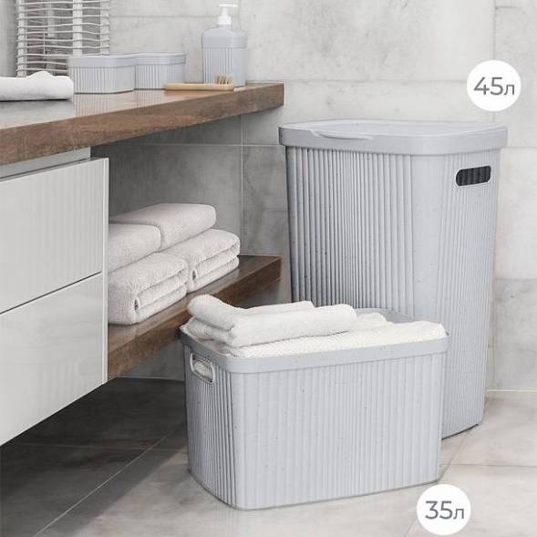 Корзина для белья Velvet, 35л, cветло-серый флэк