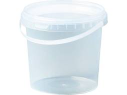 Ведро пластиковое круглое с ручкой и белой крышкой, 1 л, d-131мм [3754]