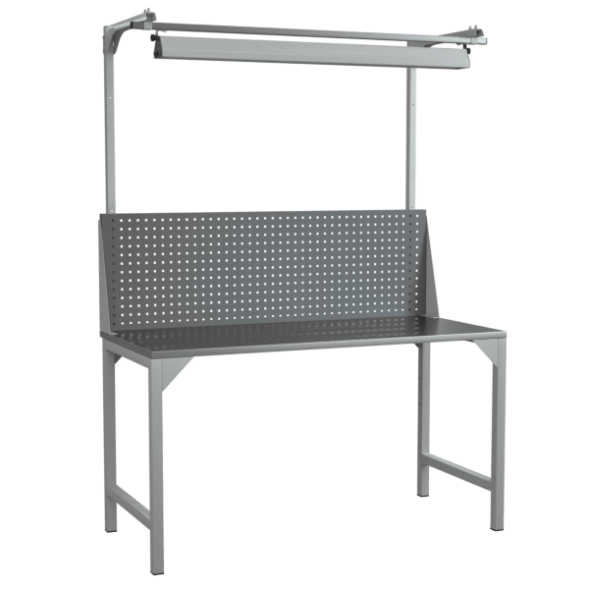 Верстак 1500 с перфорированным экраном с консолями и светильником [18350]