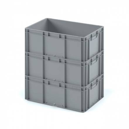 Евроконтейнер пластиковый с усиленным дном ЕС-6442, 600х400х420 мм, серый