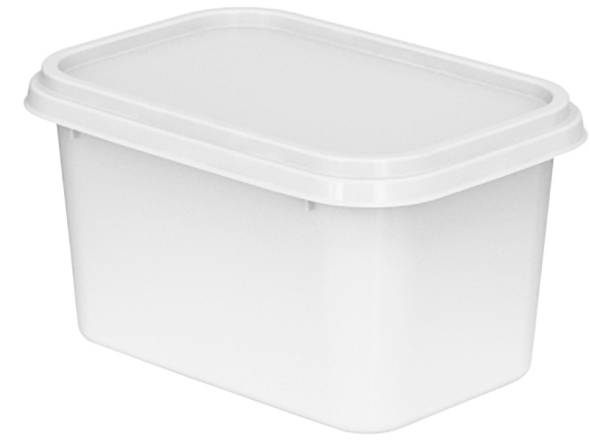Контейнер пластиковый прямоугольный под запайку, 400мл, белый, КНС3