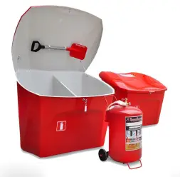 Ящик для песка и огнетушителя Boxsand объем 0,5 м3 с лопатой (секции 50/50)