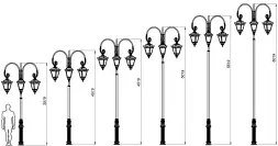 Фонарный столб Ретро-3 со светильниками 4,519 м