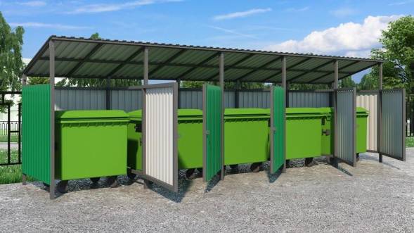 Контейнерная площадка на 5 контейнеров КП7, 7500x1500x2000/2200 мм