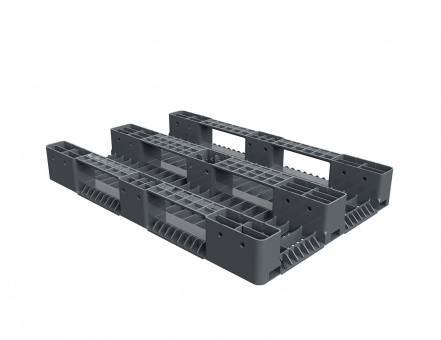 Паллет (поддон) пластиковый усиленный перфорированный на 3-х полозьях, 1200x800x150 мм, серый [02.117.91.PEF.S.Т20X]