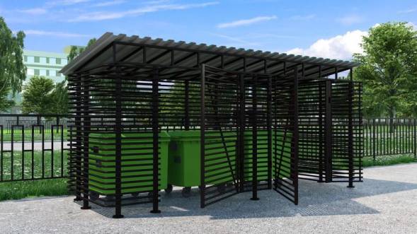 Контейнерная площадка трубчатая на 3 контейнера КП9, 6000x1700x2200 мм