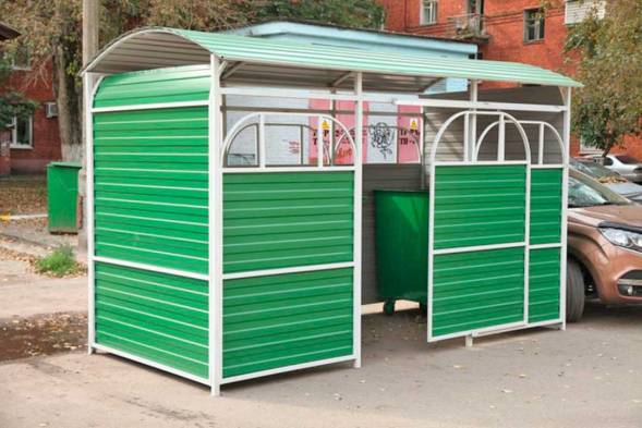 Контейнерная площадка с раздвижными дверями на 2 контейнера КП10, 4500x1700x2200 мм