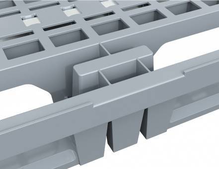 Паллет (поддон) пластиковый вкладываемый перфорированный на 3-х полозьях, 1200х800х150 мм, серый [02.122.91]