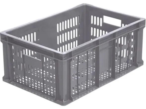 Ящик пластиковый перфорированный, 600x400x250 мм, 46 л, серый [201]