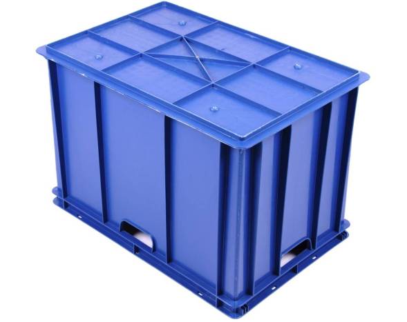 Ящик универсальный пластиковый сплошной, 600х400х410 мм, синий [600400410-00]