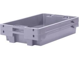 Ящик пластиковый со сплошными стенками и дном, 600х400х100 мм, серый [224]