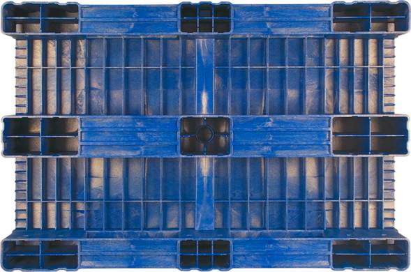 Паллет (поддон) пластиковый сплошной на 3-х полозьях, 1200x800х150 мм, зеленый [TR 1208-1]