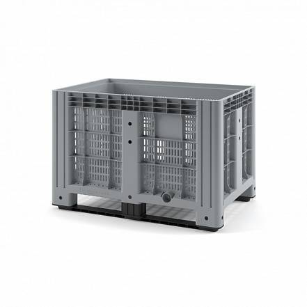 Крупногабаритный перфорированный пластиковый контейнер на полозьях IBOX, 1200х800x800 мм, серый [11.602.92.PE.C9]