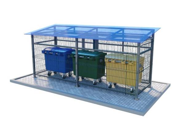 Контейнерная площадка закрытого типа из 3D-панелей КП21, 4500x2000x2500 мм