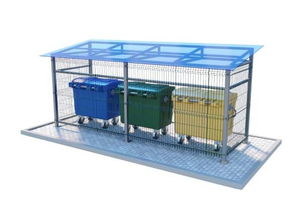 Контейнерная площадка открытого типа из 3D-панелей КП22, 4500x2000x2500 мм