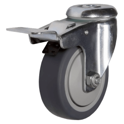 Аппаратное колесо термопластичная резина под болт с тормозом 125 мм [10168]