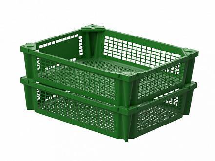 Ящик (контейнер) пластиковый для фруктов и овощей, 508x406x120 мм, зеленый [54120]