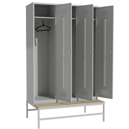 Раздевальный шкаф для одежды на подставке со скамьей [12968]