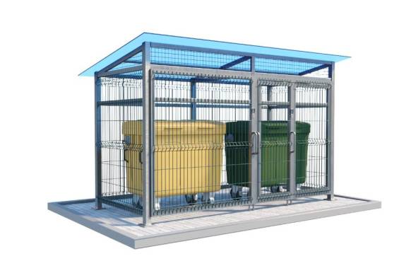 Контейнерная площадка закрытого типа из 3D-панелей КП23, 3000x2000x2500 мм