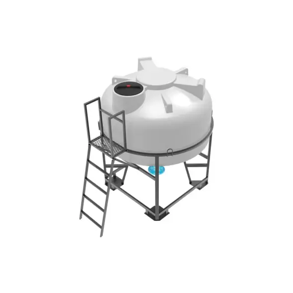 Емкость ЦКТ 3000 л с патрубком 160мм с фланцем под плотность до 1,5 г/см3 белая в обрешетке с лестницей