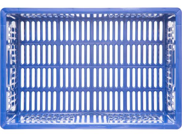 Ящик пластиковый перфорированный, 600x400x250 мм, 46 л, синий [201]