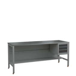 Верстак 2000 с колесами, полкой и подвесной тумбой с 3 выдвижными ящиками [17073]