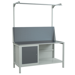 Верстак 1500 с распашной тумбой с полкой и экраном с консолями [17275]