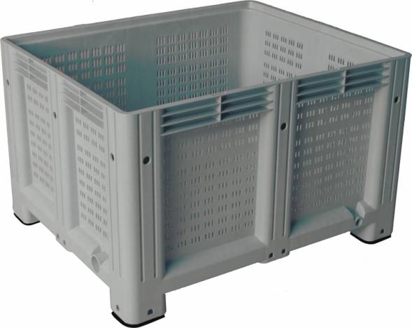 Крупногабаритный пластиковый контейнер перфорированный на ножках Big Box, 1200x1000x580 мм, серый [D-Box 1210 P (580) серый]