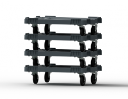 Пластиковая тележка 600х400 мм для контейнеров (сплошная) колеса без тормозов