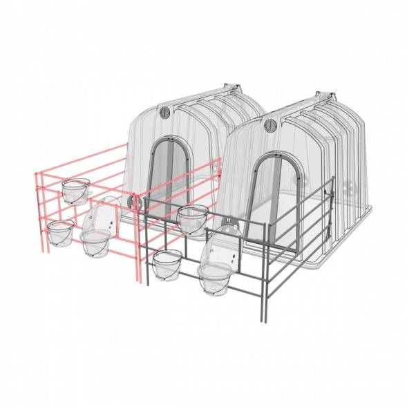 Вольер домика для телят с совмещенной боковой стенкой оцинкованный