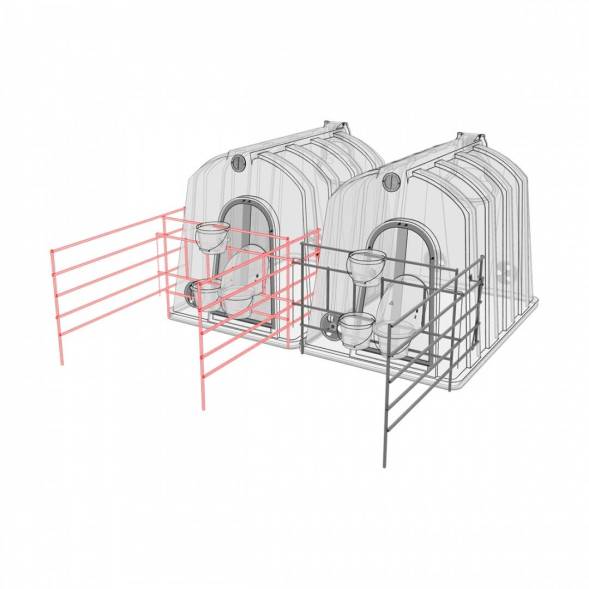 Вольер домика для телят с совмещенной боковой стенкой оцинкованный
