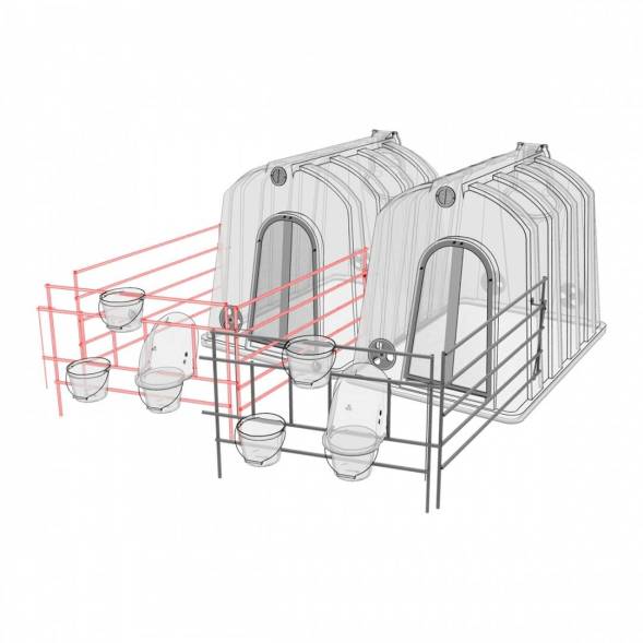Вольер домика для телят с совмещенной боковой стенкой оцинкованный