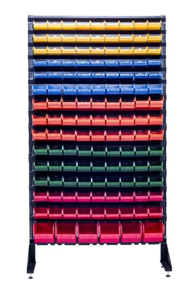 Стеллаж с пластиковыми ящиками 1801-5/9/1