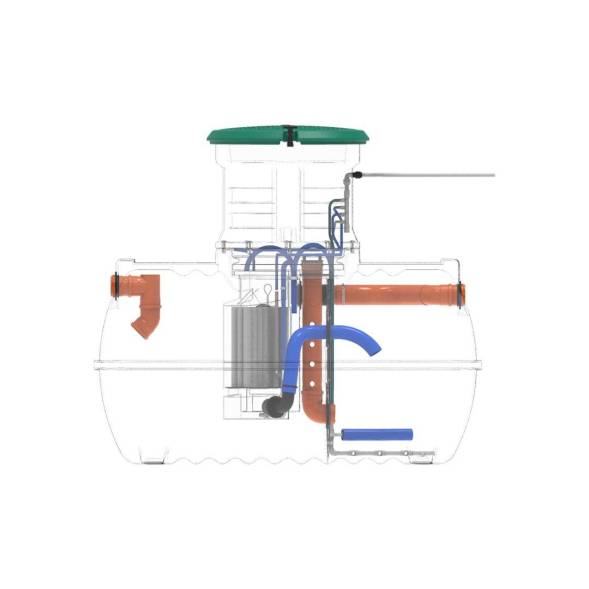 Автономная канализация Rostok Ground 4 с горловиной 600 мм и самотечным отведением, 1800л, черный [504.1500.899.002]