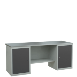 Верстак 2000 с 2 тумбами с дверцами и полками (полка-стенка) [9578]