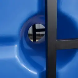 Емкость ST 2000л с патрубками 100мм под плотность до 1.2 г/см3 с откидной крышкой синяя в обрешетке