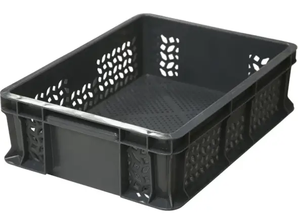 Ящик пластиковый перфорированный, 400×300×120 мм, 10.6 л, зелёный [701.01.02]