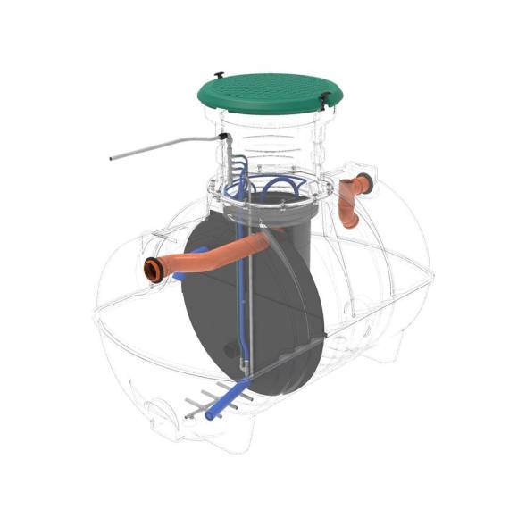 Автономная канализация Rostok Ground 6 с горловиной 600 мм и самотечным отведением, 2800л, черный [5042.2800.899.000]