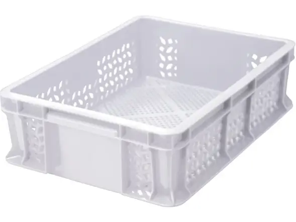 Ящик пластиковый перфорированный, 400×300×120 мм, 10.6 л, белый [701.01.02 м]
