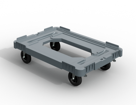 Пластиковая тележка 600х400 мм для ящиков (с отверстием) усиленная