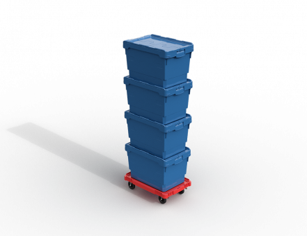 Пластиковая тележка 600х400 мм для ящиков (с отверстием) усиленная