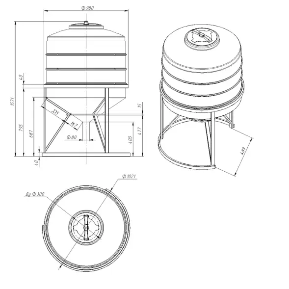 Емкость ФМ 500л белая в обрешетке