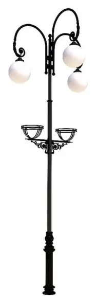 Фонарный столб А-10-3 со светильником и кашпо