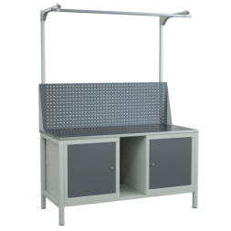 Верстак 1500 с 2 распашными тумбами и экраном с консолями [9484]