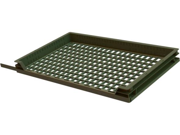 Ящик пластиковый хлебный усиленный 3-х бортный, 740х440х65 мм, зеленый [12.434]