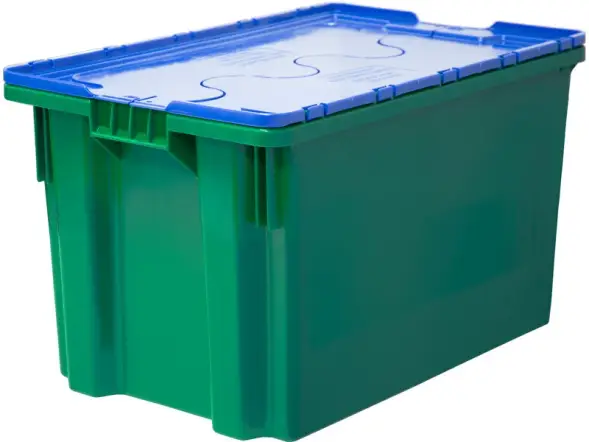 Ящик пластиковый сплошной с крышкой, 600x400x365 мм, 63 л, зеленый [603-1 SP ГД]