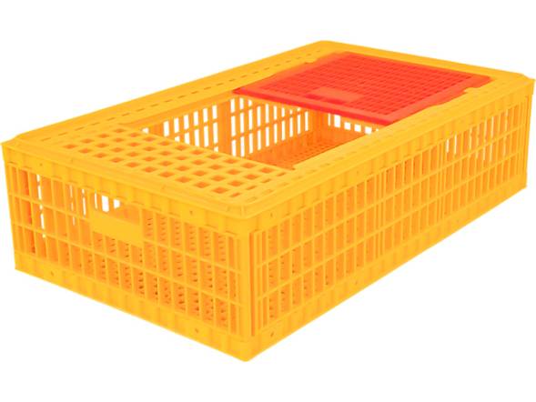 Ящик пластиковый перфорированный с крышкой для перевозки птицы (несушек и бройлеров), 970х570х270 мм, желтый [311-270]